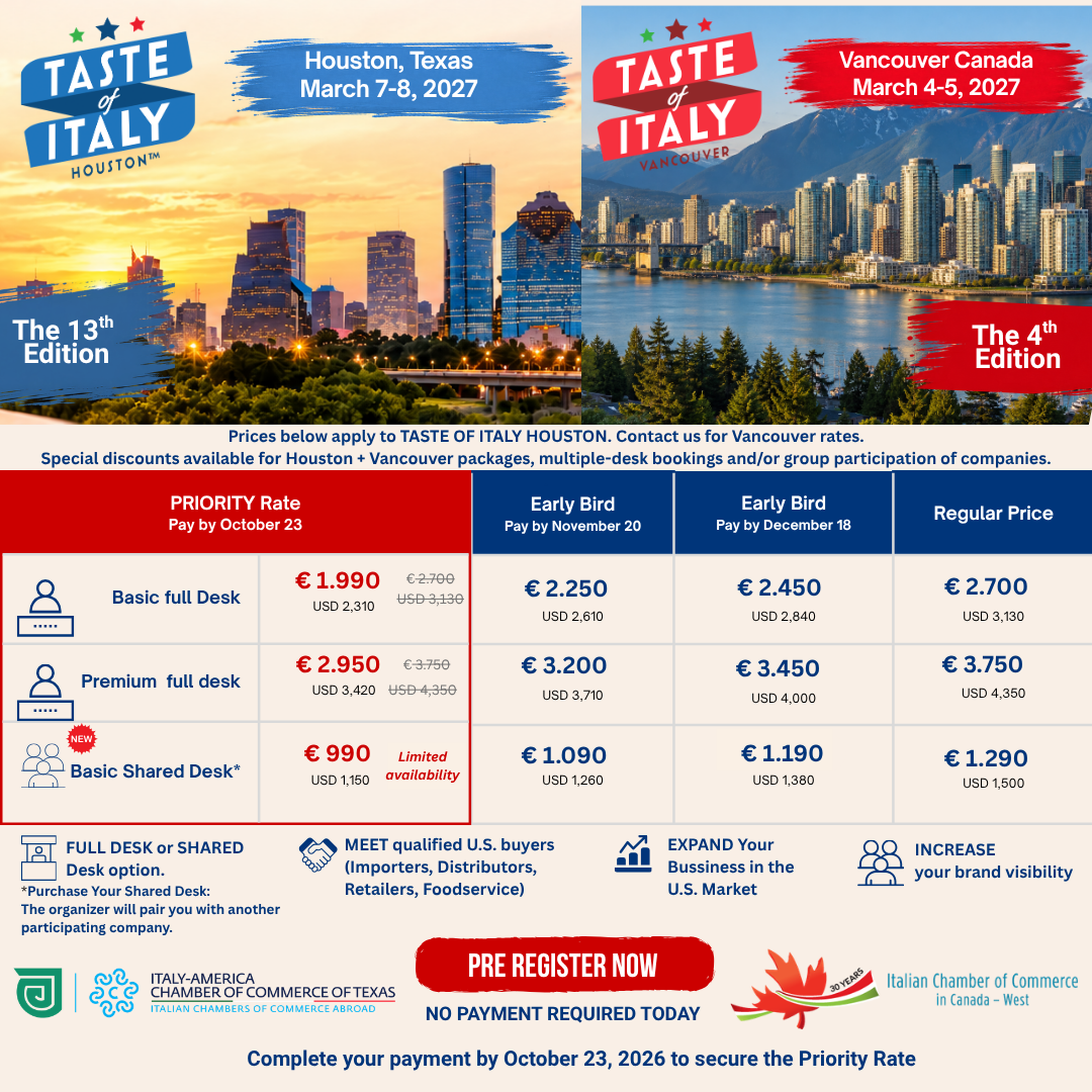 Taste of Italy Houston & Vancouver 2027